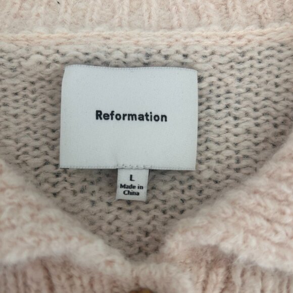 Reformation pink Daphne collared sweater (L) - Picture 3 of 3